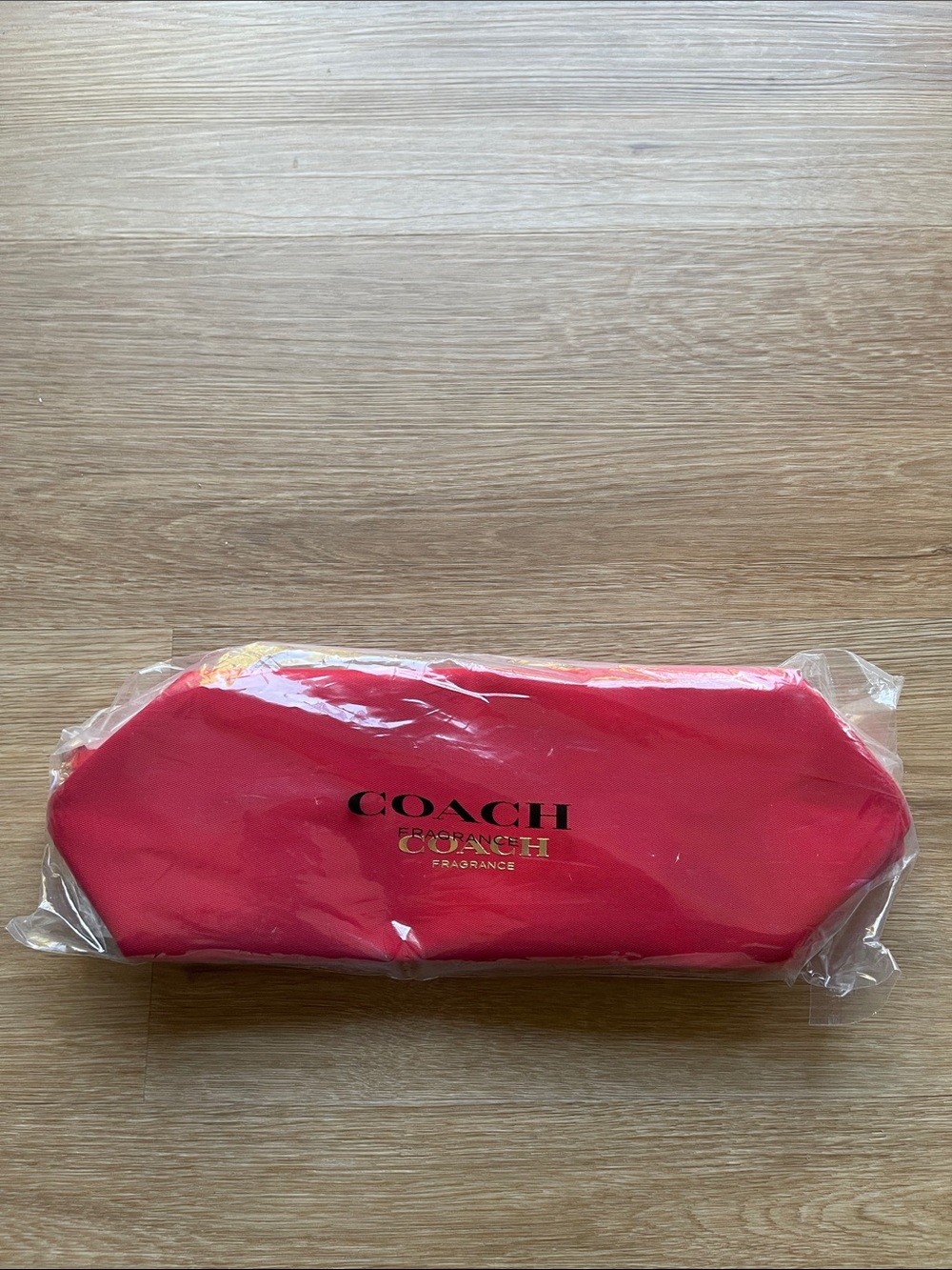 Coach Red Cosmetic Pouch with Gold Logo new!